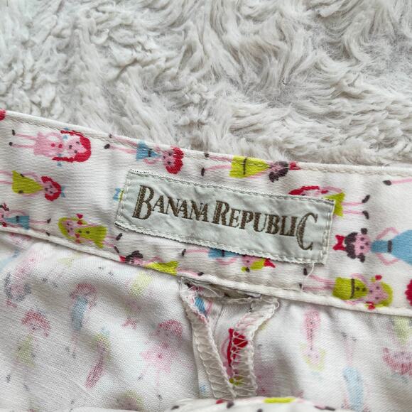 Vintage 80s 90s Banana Republic girl doll print trouser pants high rise cotton L - Picture 4 of 15